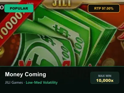 Money Coming 97.00% RTP Specification Card